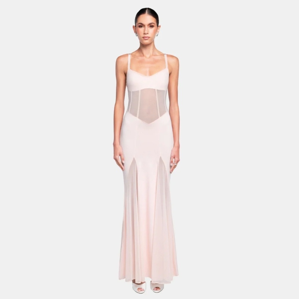NWT OW Collection x REVOLVE SERENITY Sheer Bodice Pink Maxi Dress